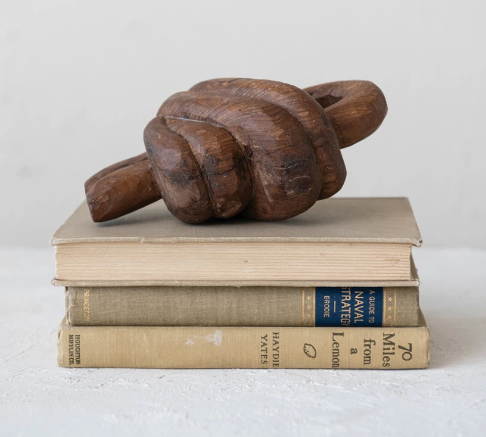 Hand-Carved Reclaimed Wood Knot Décor, Stained Finish