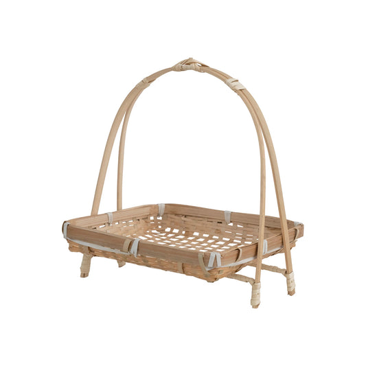 Hand-Woven Bamboo Stand with Removable Tray, Set of 2