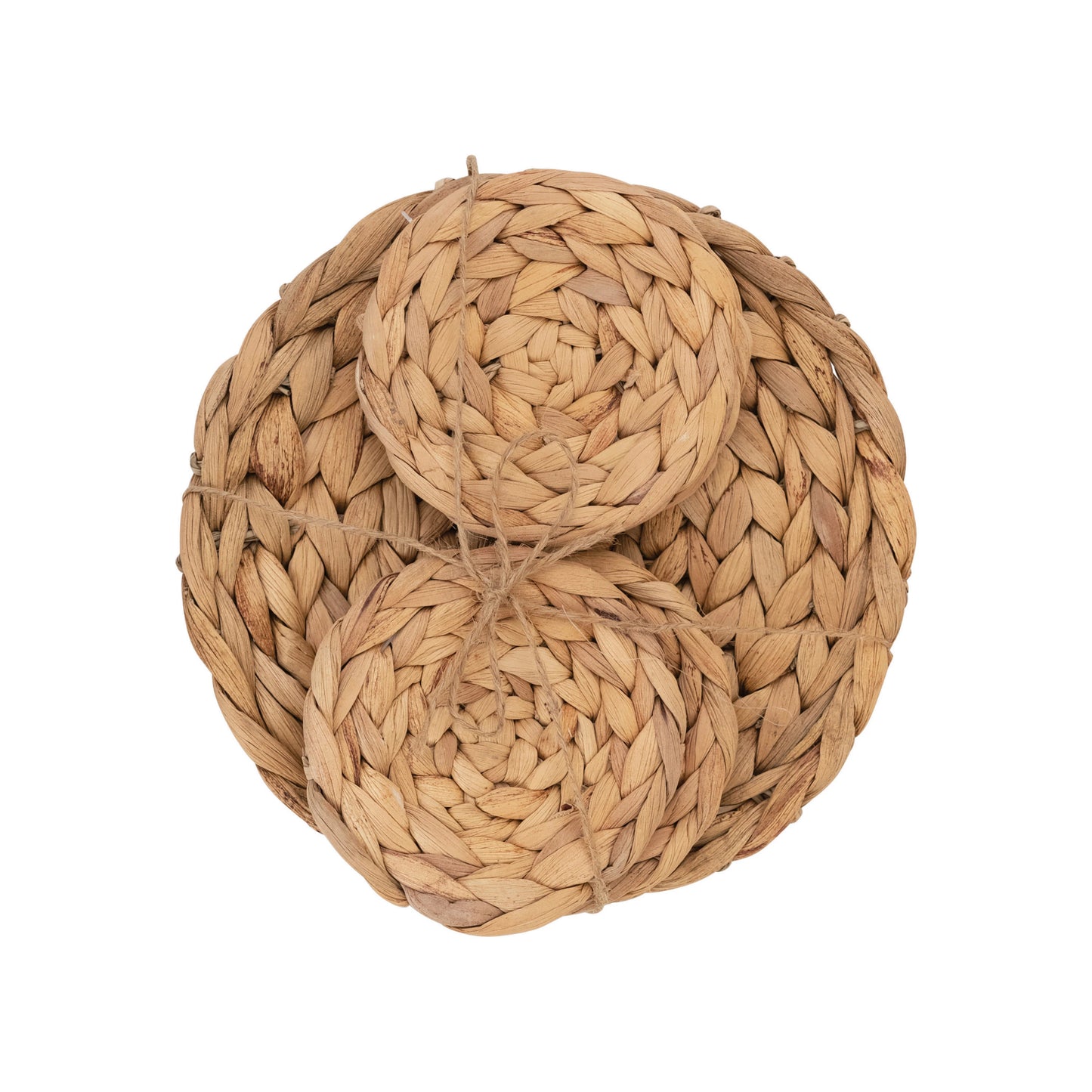 Hand-Woven Water Hyacinth Trivet and 4" Round Coasters